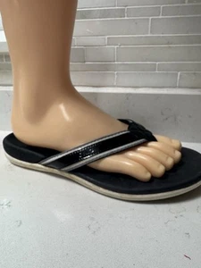 Sandalia chanclas Vionic Tide II talla 8 soporte ortopédico arco charol negro - Imagen 1 de 9
