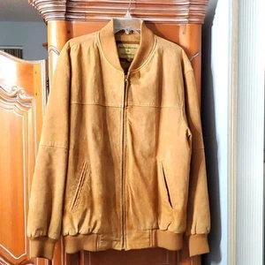 - BOSTO HARBOR OUTDOORWEAR, suede zipper jacket. Buttery soft carmel colo…large - Picture 1 of 12