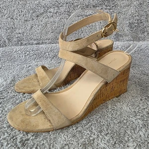 Stuart Weitzman Women's Sandals Cork Wedge Heels Ankle Strap Beige 9 - Picture 1 of 8