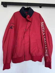 Nautica J-Class Challenge Jacket Rare Vintage 90s Red/Navy, Embroidered Logo XL - Picture 1 of 9