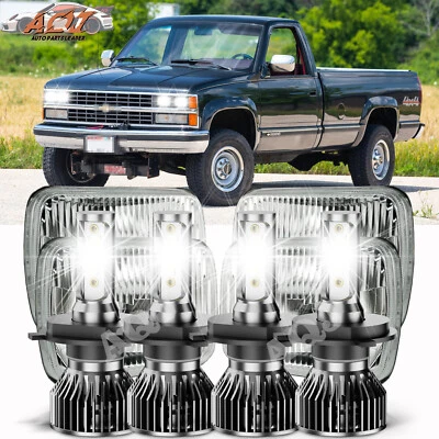4PCS "6000k LED Headlights Hi/Lo Sealed Beam For GMC R1500 SUBURBAN 1989-1991 Foto 1 de 4
