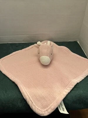 Peacock Alley Pink Giraffe Security Blanket Blankie Baby Lovey Knit Velour Plush Foto 1 de 4