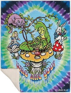 Liquid Blue Men's Wonderland All Mad Here Tie Dye Warm Fleece Throw Blanket,... - Picture 1 of 2