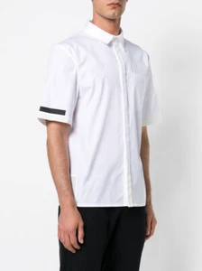 $980 Designer Rare HELMUT LANG Men D&G Funky Black Strip Slim Fit Dress Shirt S - Picture 1 of 5