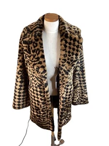 Cappotto piccolo donna Amuse Society leopardato ghepardo vera pelliccia sintetica $157 - Foto 1 di 12