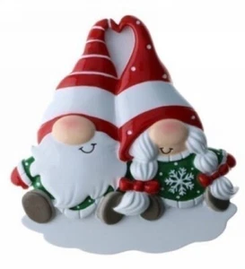 Gnome Santa Hat Couple Personalized Christmas Ornament - Picture 1 of 1