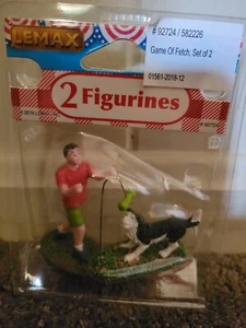 Lemax Dog Game of Fetch Summer Patriotic 2 Figurines New Sealed NIP 92724 582226 - Picture 1 of 2