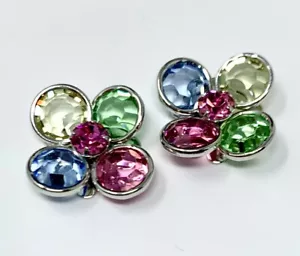 2pc Swarovski Buttons Findings Multi Color 18mm Round Rhinestone Rhodium Overlay - Picture 1 of 3