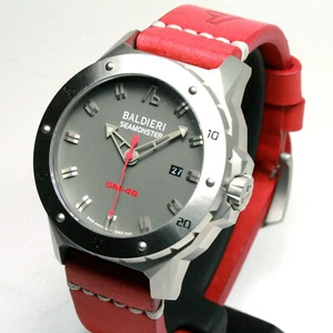 BALDIERI, SEAMONSTER SM-46, STAHL UND GRAU, AUTOMATIK, 46MM, 20ATM, ROTES BAND  - Bild 1 von 12