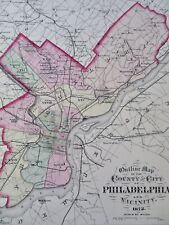 Philadelphia City & County Map Pennsylvania 1872 O.W. Gray City Plan Map