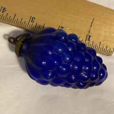 Antique Kugel Cobalt Blue Grape Glass Christmas Ornament Brass Cap 3” Germany