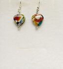 Stunning Multicoloured Heart Abstract Glass Drop Earrings Version 2