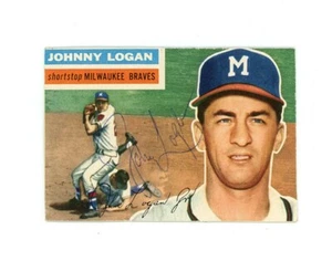 JOHNNY LOGAN signed 1956 TOPPS baseball card #136 BRAVES - Picture 1 of 2