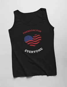 Mens Tank Top Freedom For Everyone T Shirt American Flag USA Patriotic Military - Picture 1 of 4