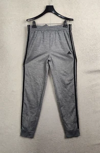 Adidas Boys Sweatpants Extra Large Gray Striped 100% Polyester Drawstring Jogger - Picture 1 of 19