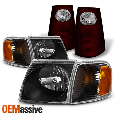 For 01-05 Ford Explorer Sport Trac Blk Headlight+Corner Lamp+Dark Red Tail light - Image 1 of 4