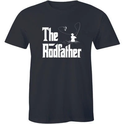 The Rodfather Pun Parody Fishing Fisherman Humor Funny Joke Mens T-shirt - Image 1 of 4