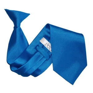 Corbata de boda formal eléctrica azul con clip satén lisa para hombre de DQT - Imagen 1 de 2
