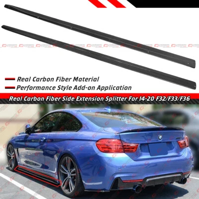 For 14-20 BMW F32 F33 F36 4 Series Carbon Fiber Side Skirt Extension Splitter  - Image 1 of 4
