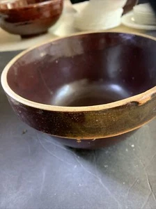 Vintage Pottery Stoneware USA Brown Ribbed Batter Mixing Bowl - Picture 1 of 7