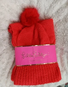 Lilly Pulitzer NWT Frosti Scarf & Hat Set Ruby Red - Picture 1 of 4