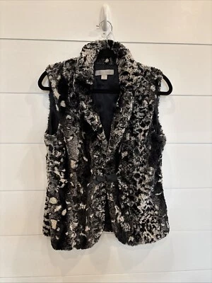 Chaleco de piel sintética suave Laura Ashley M gris negro palanca a presión modificado ver foto Foto 1 de 4