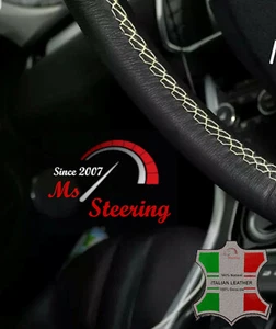 PARA BMW SERIE 5 80-84 CUBIERTA VOLANTE CUERO NEGRO, CREMA COSTURA - Imagen 1 de 3