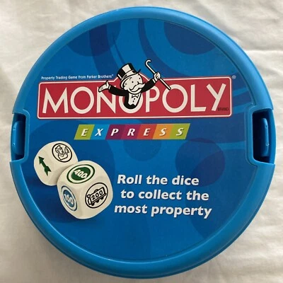 Monopoly Express Travel Game in Blue Plastic Case Parker Brothers Complete  - Image 1 of 2