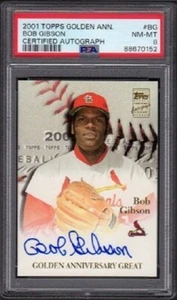 Bob Gibson Topps 2001 aniversario dorado excelente #GAA-BG autógrafo graduado PSA 8 - Imagen 1 de 2