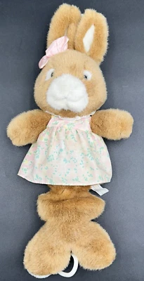 1987 Prestige Toy Corp 毛绒棕色兔子兔子音乐拉玩具闪烁闪烁 — 第 1/4 张图片