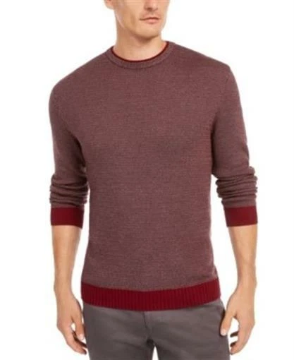Tasso ELBA Mens Sweater Port Royale Red Size 2xl Birdseye Knit Crewneck 156