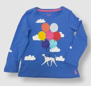 $28 Joules Kids Girls' Blue Striped Dog Balloon Long Sleeve Shirt Size 4 - Picture 1 of 4