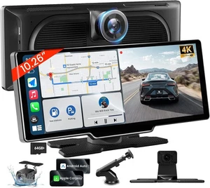 TECXERLLON 10,26'' Wireless Carplay & Android Auto, Apple Car Play Screen - NUOVO - Foto 1 di 9