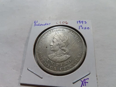 C106 El Salvador 1893 Peso Plata XF Foto 1 de 2