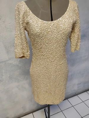 Винтажный 1950-х Gene Shelly's бутик Internationale слоновой кости блестки платье шерсти Sz 6 - Изображение 1 из 4