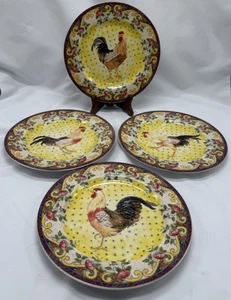 Set of 4 American Atelier at Home Petite Provence Rooster SALAD Plates 8.5” - Picture 1 of 6