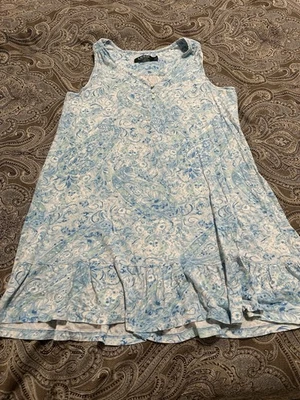 Ralph Lauren Pajama Dress Nightgown Gown Floral Blue Cotton Blend Small - Image 1 of 4