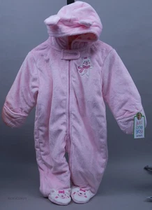 Carter's Teddy Bear Pink Bear Footed Fuzzy Pram Bunting Coat Size 6 Months  NWT - Picture 1 of 2