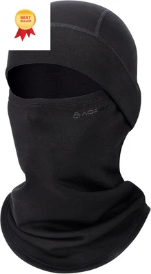 Máscara de esquí de pasamontañas para hombres y mujeres, mezcla de lana modal suave a prueba de viento negra 1 pieza  Foto 1 de 4
