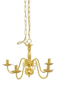 Vintage Brass 5-Arm Chandelier Light – Classic Ceiling Fixture for Restoration - Picture 1 of 2