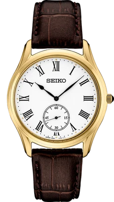 Seiko Essentials Sapphire Crystal White Dial Brown Leather Unisex Watch SRK050 - Image 1 of 4