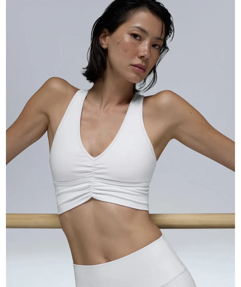 NWT Bright White ALO Yoga Wild Thing Crop Top Sports Bra M Cropped Gym Airbrush - Image 1 of 4