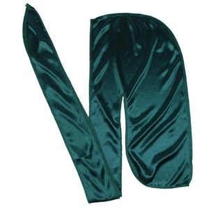 Men Silk Durag Long Straps Bandanas for Men Headwear Waves Cap (Dark green) - Picture 1 of 3
