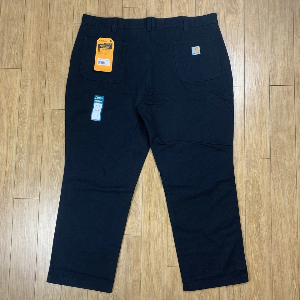 Carhartt Rugged Flex Canvas Work Pants Men 44x30 Black Relaxed Fit BN2291-M