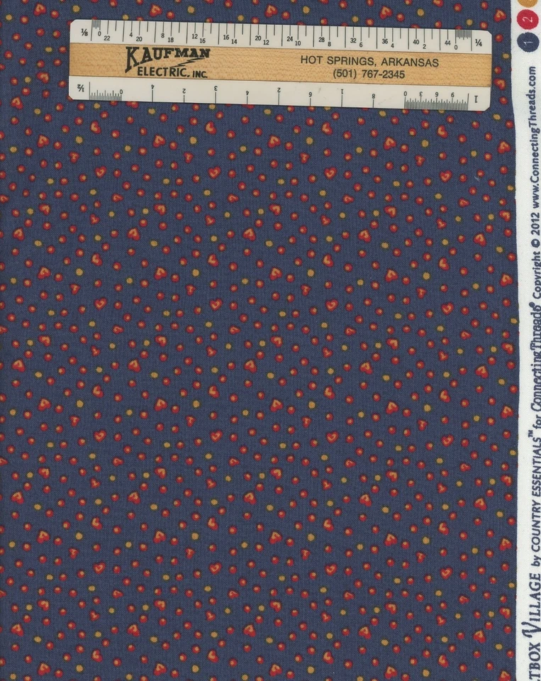 Saltbox Village Country Essentials Connecting Threads Navy BlueCotton Fabric BTY - Image 1 of 1