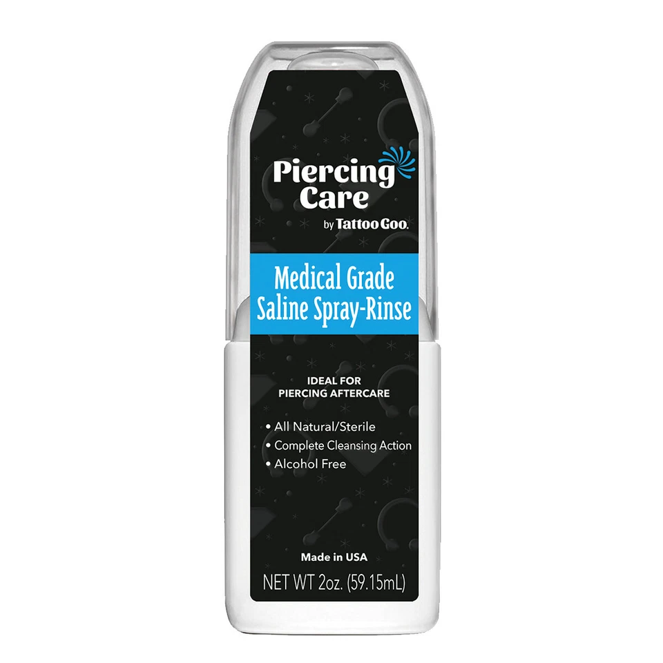 Blue Wave Piercing Aftercare Healing Medical Grade Saline Spray - 2oz