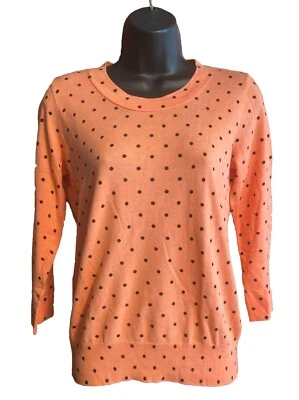 J. Suéter Crew Naranja Negro Algodón Lunares Lazo en el Cuello en la Espalda Talla XS Foto 1 de 4