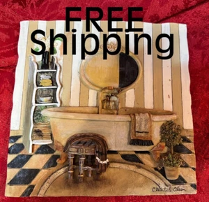 Estate Find ~ C Winterle Olson 3D 5.5” X 5.5” Wall Art Plaque Tile/Painting - Picture 1 of 9