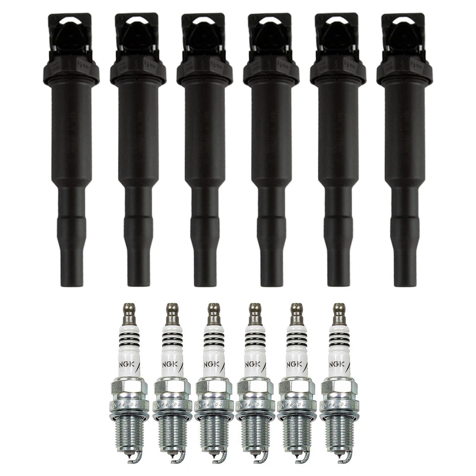Bosch 6 Ignition Coil NGK 6 Iridium IX Spark Plug Kit For BMW E53 X5 3.0 L6 2006 - Image 1 of 1