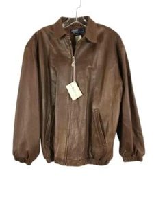 New Ralph Lauren Brown Lambskin Leather Bomber Jacket Men's Small Deadstock - Picture 1 of 10